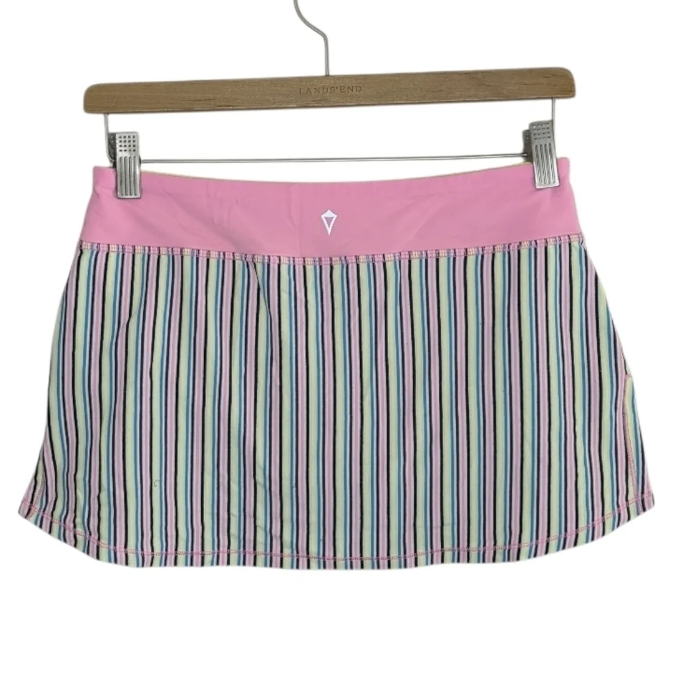 Ivivva Pink Blue Yellow Black Striped Skort Girls Size 14